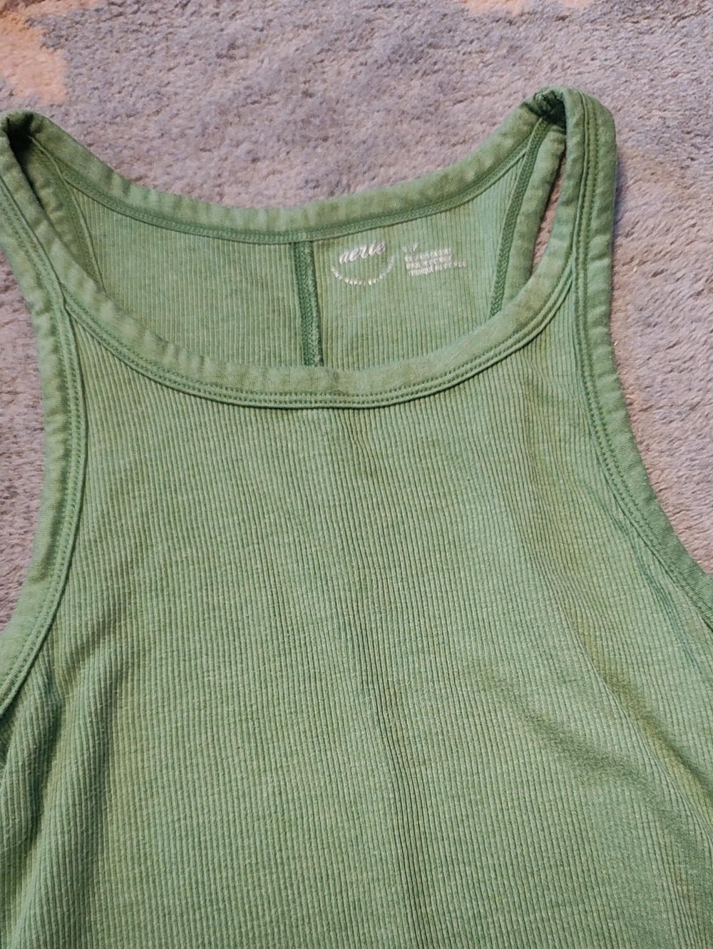 aerie Ribbed Tank Top in Sage Green